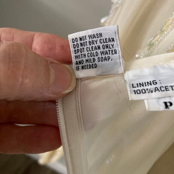 Lillie Rubin Stunning Vintage Cream Silk Beaded & Sequined Evening Dress Size 6 - Picture 13 of 14